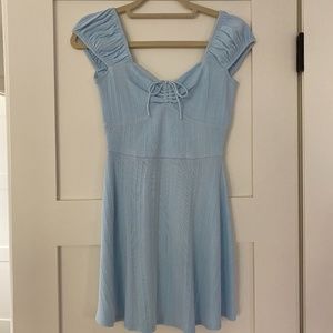 l*space Light Blue Ribbed Knit Midi Dress